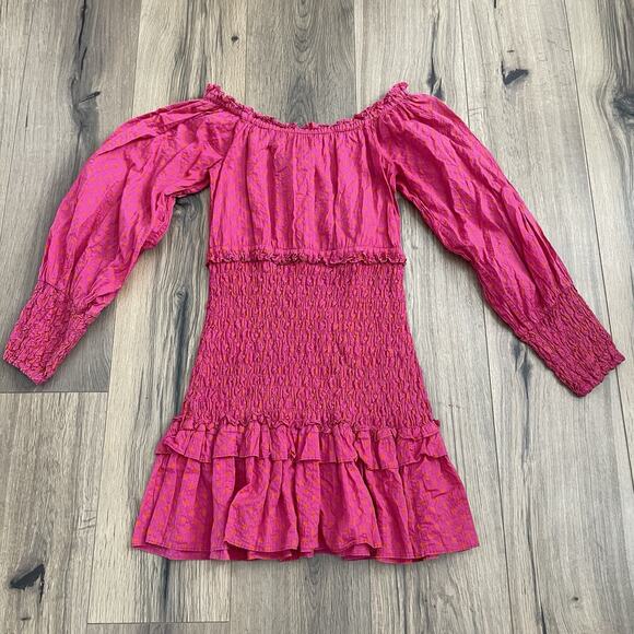 Alexis Marilena Mini Polka Dot Dress Size XS Pink and Orange Scrunch Long Sleeve - Picture 1 of 10
